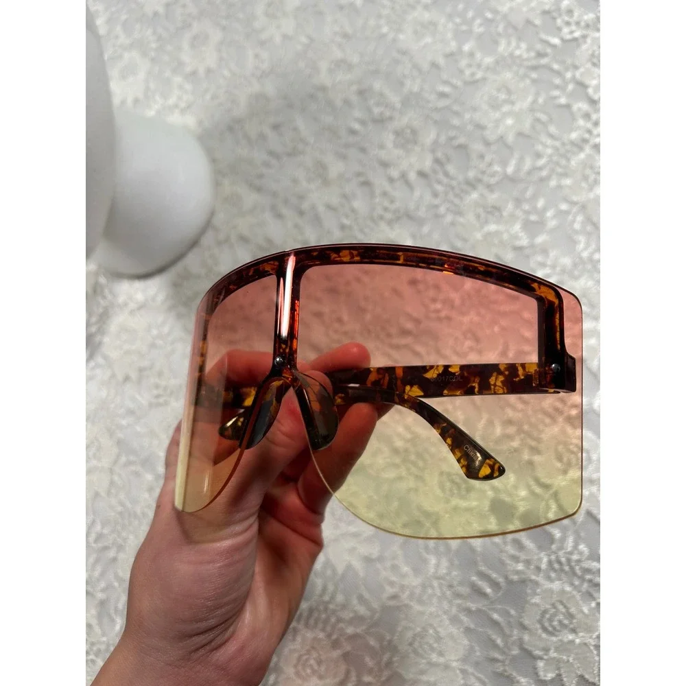 Oversized Big Shield Sunglasses Tortoise UV400 Y2K Rave Festival Statement